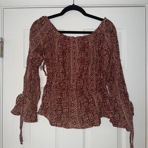 Savanna Jane Geometric Brown Blouse